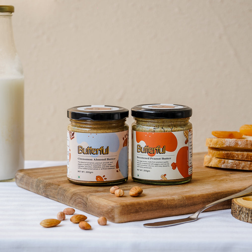 Sweetened Peanut Butter & Cinnamon Almond Butter Combo